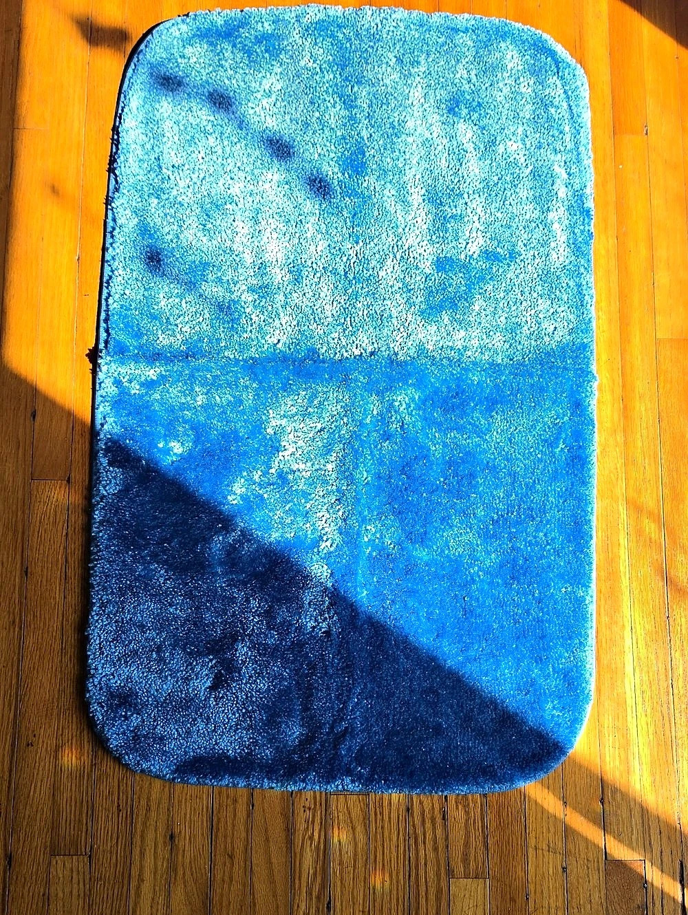 Blue Plush Bath Mat Set
